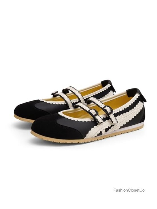 Shoes - Women's Ballet Sneakers Mary Jane Flats Walking Shoes Slip On with Elastic